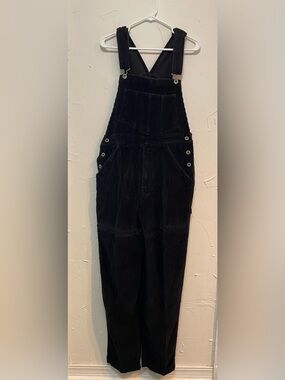 Vintage 90s/Y2K Black Corduroy Utility Overalls